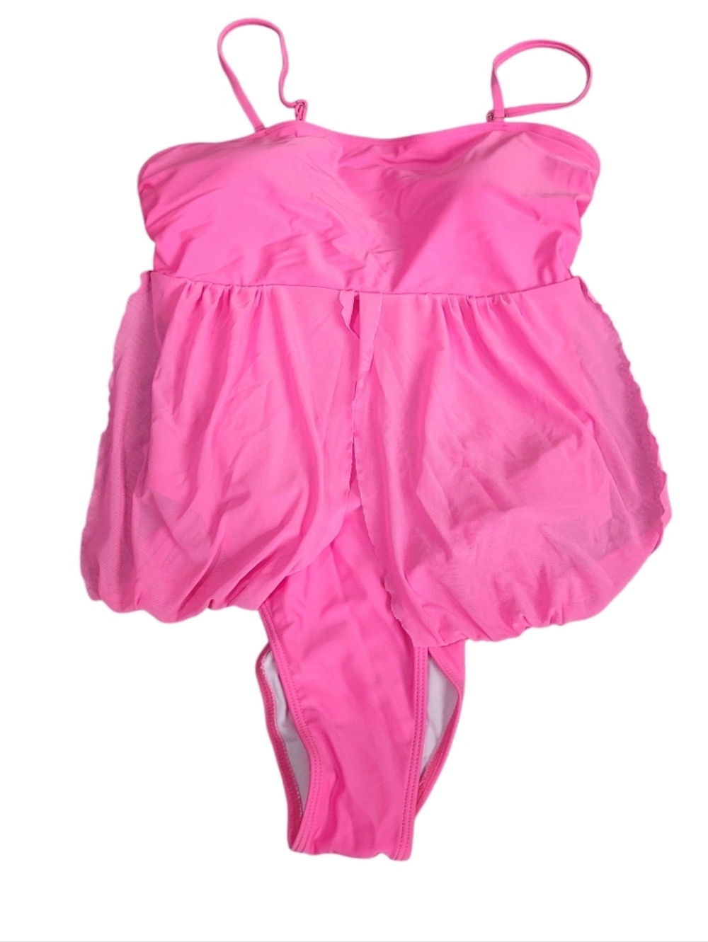 Womens Pink Bubble Hem One-Piece Swimsuit Sz 1x